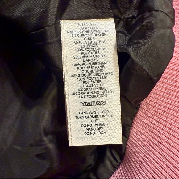 True Religion NWT Script Wool Horseshoe Varsity Jacket Black/Pink - Picture 10 of 11